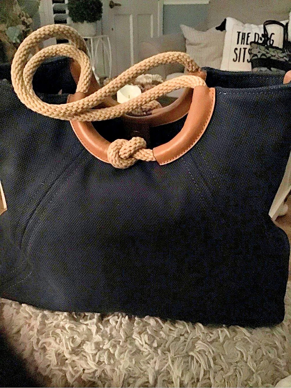 Michael Kors Rope Handle Tote in Black & Brown